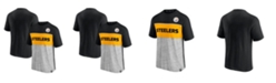 Fanatics Men's Black, Heathered Gray Pittsburgh Steelers Colorblock T-shirt
